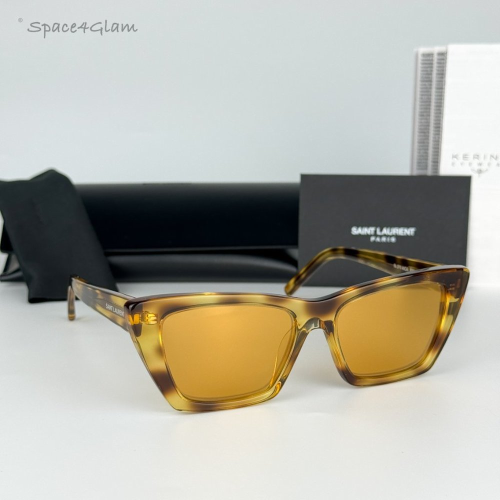NEW Saint Laurent SL276 MICA 022 Havana Yellow Cat Eye Women Sunglasses - Picture 4 of 12